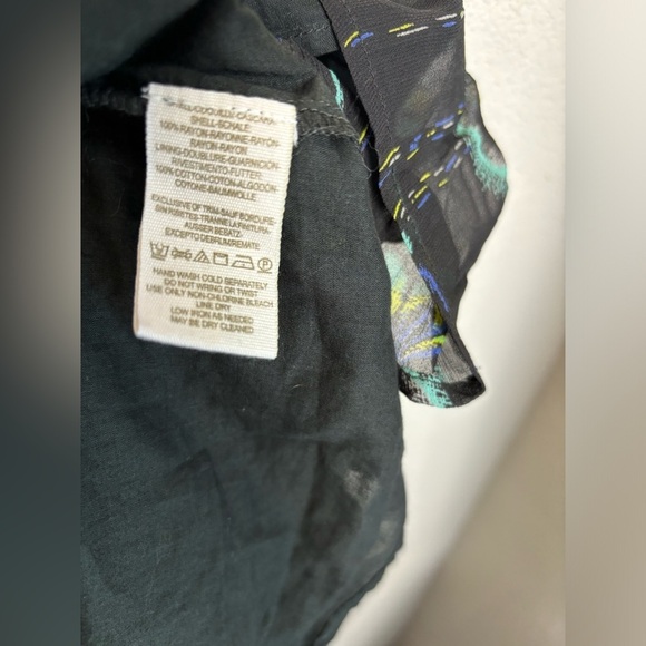 Free People Black Wild Horses Peacock Print Boho Long Sleeve Flounce Hem Dress M - Picture 8 of 13